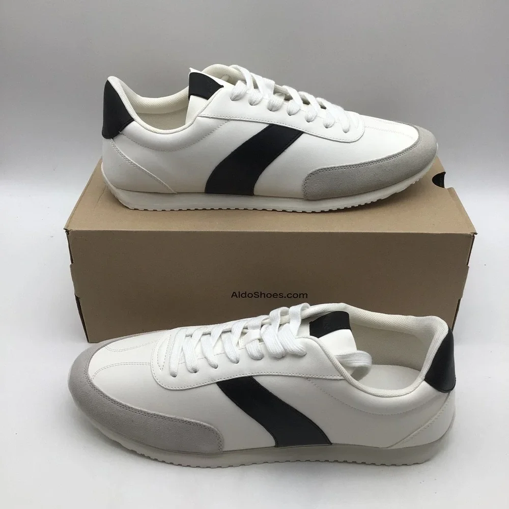 Aldo Nathaniell-100 Mens Sneakers White Black Low Top Trainers Size 13 NEW